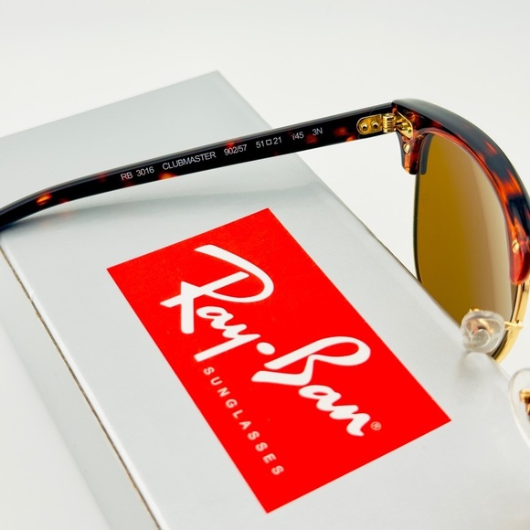 Ray-Ban ClubMaster Sunglasses RB3016 Polished Havana frame B15 Brown Lenses New! main image 11